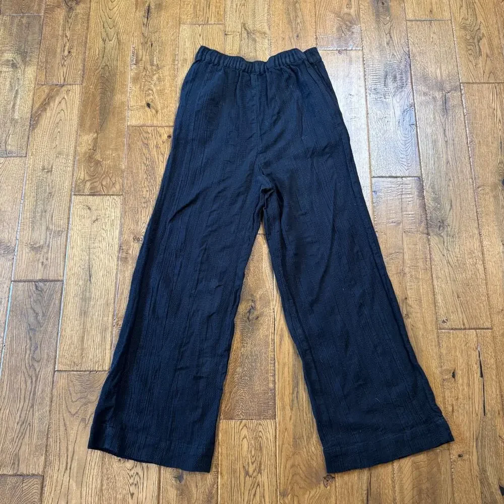 Free People Wide Leg Linen Blend Pants Women's S Beach Coastal Resort Boho Black